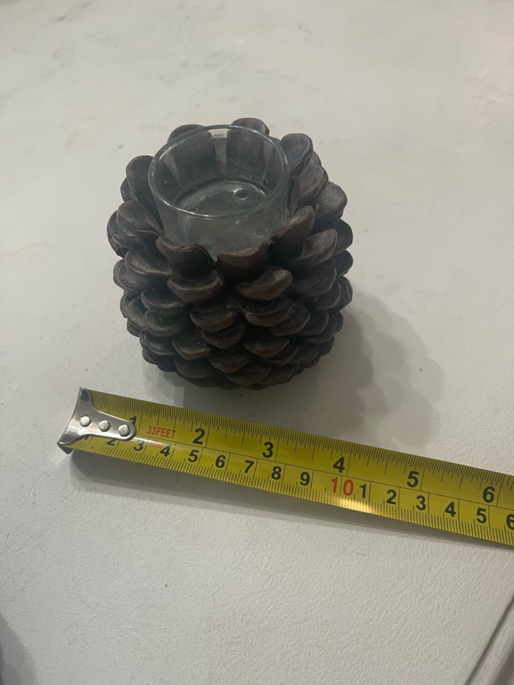 Rustic Brown Pinecone Tealight Candle Holders - Set of 2 - Picture 5 of 5